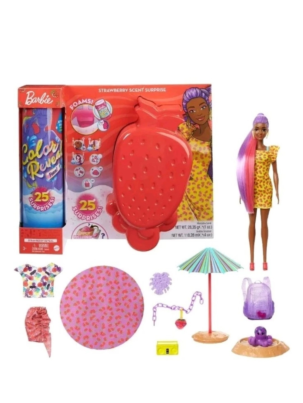 Barbie Strawberry Scent Surprise Color Reveal Doll Set - Pink/Purple